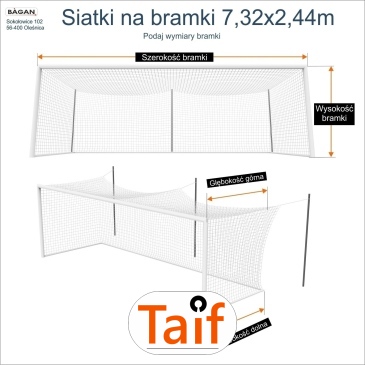 Siatki na bramki - 7,32x2,44m - podaj wymiary bramki