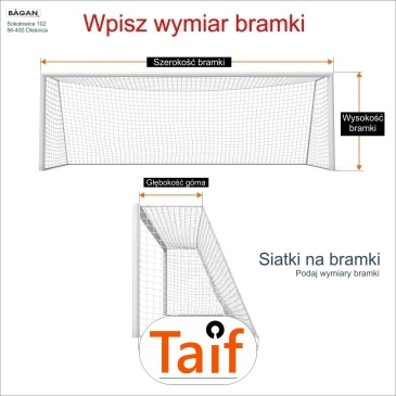 Siatki na bramki   Siatka na wymiar   Siatka bramkarska   Oczko siatki 10x10cm   Grubość siatki 6mm