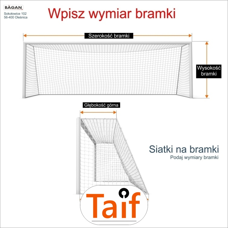 Siatki na bramki   Siatka na wymiar   Siatka bramkarska   Oczko siatki 4,5x4,5cm   Grubość siatki 4mm