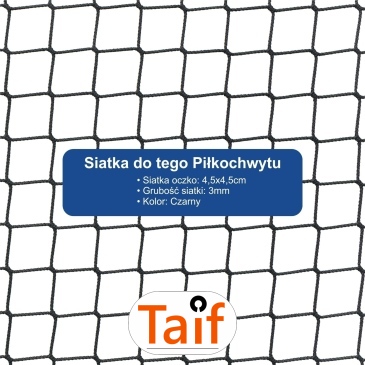 Piłkochwyt 5m wysokości   Siatka oczko 4,5x4,5cm   Grubość siatki 3mm
