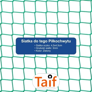 Piłkochwyt 5m wysokości   Siatka oczko 4,5x4,5cm   Grubość siatki 3mm