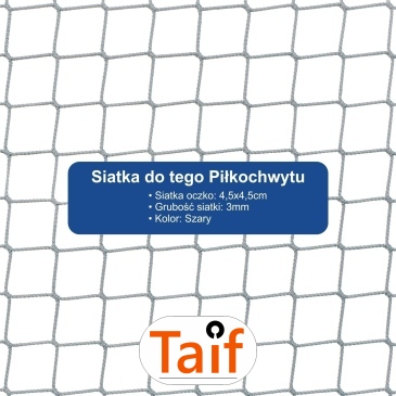 Piłkochwyt 5m wysokości   Siatka oczko 4,5x4,5cm   Grubość siatki 3mm
