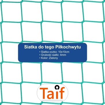 Piłkochwyt 5m wysokości   Siatka oczko 10x10cm   Grubość siatki 4mm