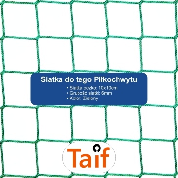 Piłkochwyt 6m wysokości   Siatka oczko 10x10cm   Grubość siatki 6mm
